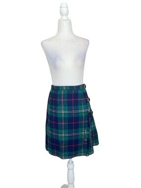 Pendleton wool Classic Green Plaid Kilt-Style Skirt